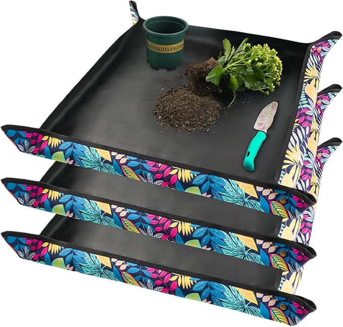 3PCS 29.5" x 29.5" Repotting mat for House Plant Care and Dirt Spill Control Portable Potting Tray