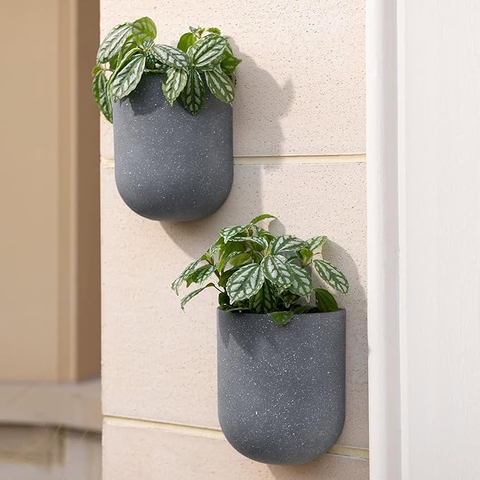 LA JOLIE MUSE Wall Hanging Planters for Indoor Plants,Hanging Flower Pots for Air Plants Succulent, Set of 2, 6 Inch, Weathered Gray