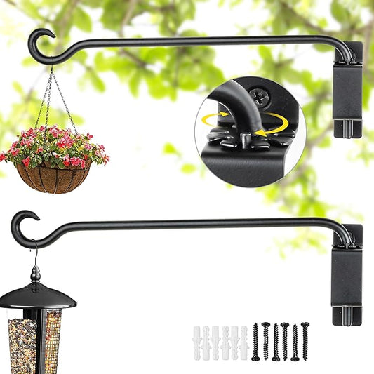 Qiang Ni Swivel Plant Hanger Bracket: Bird Feeder Hanger for Outdoor Wall Mount (16 - B-2pcs, 16 Inch)