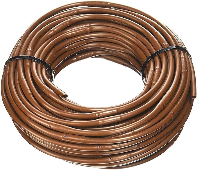 (50' ft Roll) - USA Made - 1/4-Inch x Irrigation/Hydroponics Dripline with 6-Inch Emitter Spacing (Brown) (50' Foot Roll)