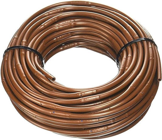 (50' ft Roll) - USA Made - 1/4-Inch x Irrigation/Hydroponics Dripline with 6-Inch Emitter Spacing (Brown) (50' Foot Roll)