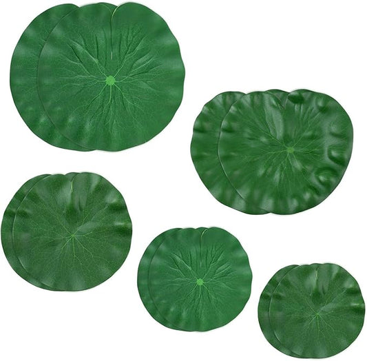 10Pcs Floating Lily Pads for Ponds, 5 Sizes Fake Lily Pads, Artificial Lily Pads for Ponds, Realistic Lotus Leaves Decorative, EVA Foam Lily Pads for Pool Fountain Garden Aquarium Decor