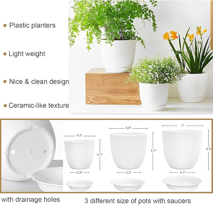 Macrame Plant Hangers with Pots and Saucers, 3 Pack Hanging Planters for Indoor Plants Hanging Plant Holders with Hooks 34" / 26" / 20"