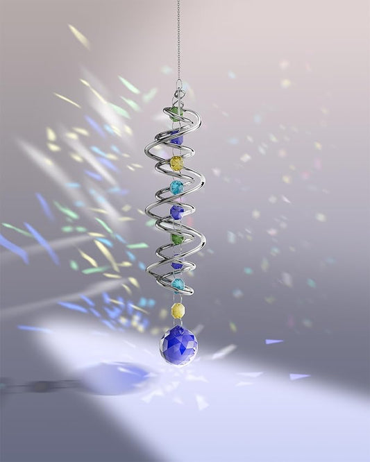 1 Pack Crystal Suncatcher, Hanging Sun Catcher Prism with String Rainbow Maker Suncatchers for Windows, Room, Outdoor, Car Mirror, Whimsical Home Garden Decor