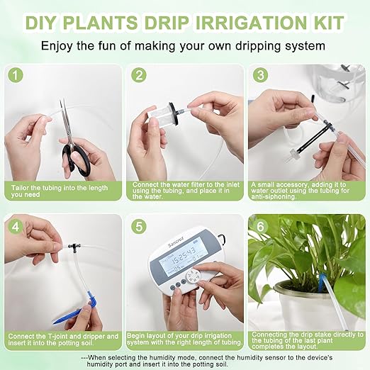 Automatic Drip Irrigation Kit, Indoor Automatic Watering System for Potted Plants, Drip Irrigation System for Garden Hose with Digital Programmable Water Timer