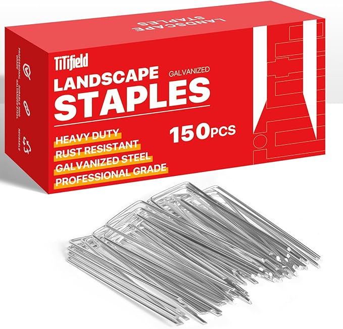 4 Inch 150 Pack Landscape Staples Galvanized Garden Stakes Anti-Rust Landscape Pins for Weed Barrier Fabric, Artificial Turf and Landscape Fabric