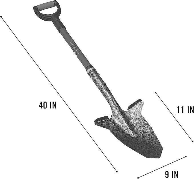 Gardening Shovel with Steel-Reinforced Fiberglass Handle, Cushioned D-Grip and Sharp, Hardened-Steel Blade, Award Winning Spade, Model SHFD3 Lime