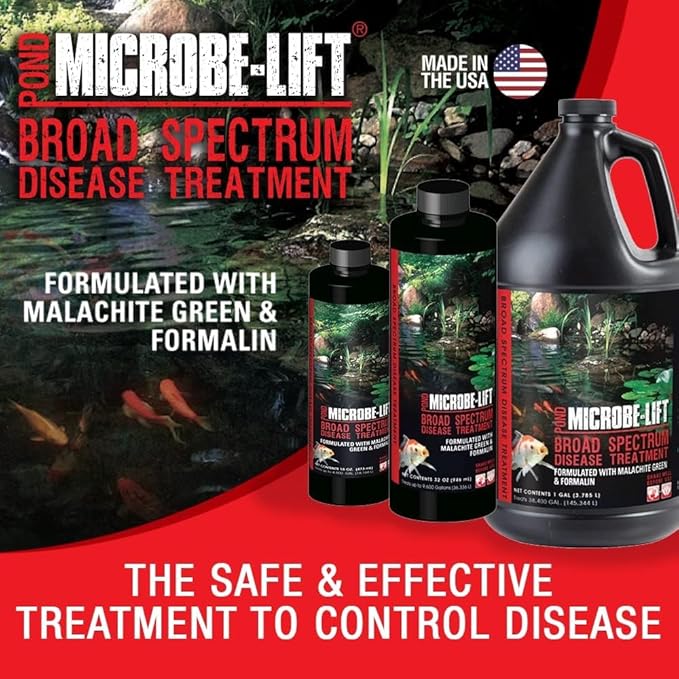 MICROBE-LIFT BSDTG1 Broad Spectrum Disease Treatment for Ponds and Outdoor Water Gardens, for Live Koi Fish, Goldfish, Plants, and Decor, 1 Gallon