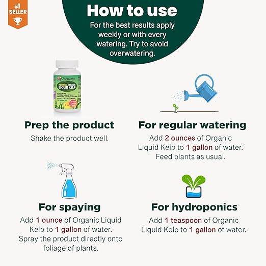 Premium Organic Liquid Kelp Fertilizer by GARDENERA - 8 oz - Unlock The Power of Seaweed Fertilizer for Vegetables, Trees, Lawns, Shrubs, Flowers, Seeds & Plants