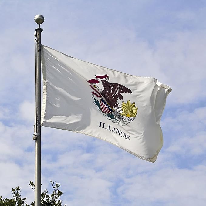 TOPFLAGS Illinois Flag 4x6 Ft IL State Flags Embroidered Heavy Duty for Outdoor with 2 Brass Grommets 4 Stitching Rows Vivid Color Sewn Stripes