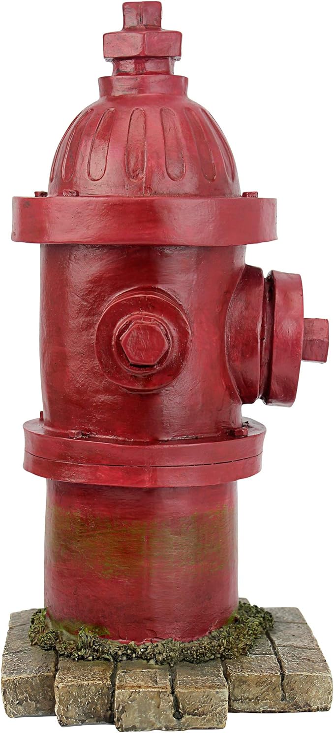Design Toscano Dog's Second Best Friend Fire Hydrant Pee Post Indoor/Outdoor Statue, Medium 14 Inch Tall, Cast Stone Resin, Red Painted Finish