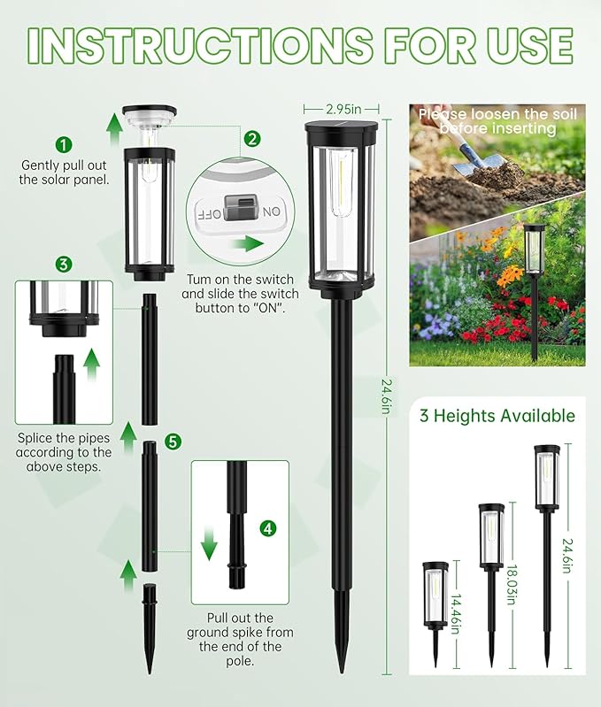 Bright Solar Pathway Lights Outdoor, 8 Pack Solar Powered Garden Lights Waterproof IP65, Auto On/Off Outdoor Light for Lawn Patio Walkway Driveway Decor Landscape Lighting