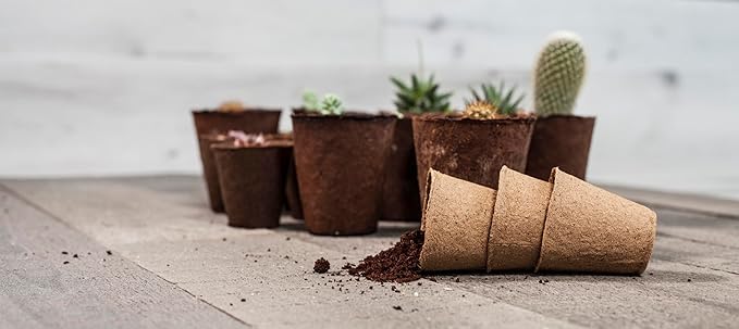 Daniel's Plants 4" Naked Pots | Large Natural Plantable Seed Starter Pots | OMRI-Listed Biodegradable Pots for Seedlings | Enhanced Aeration | Earth Freindly - Peat Free | 30 Pack 4 Inch Round