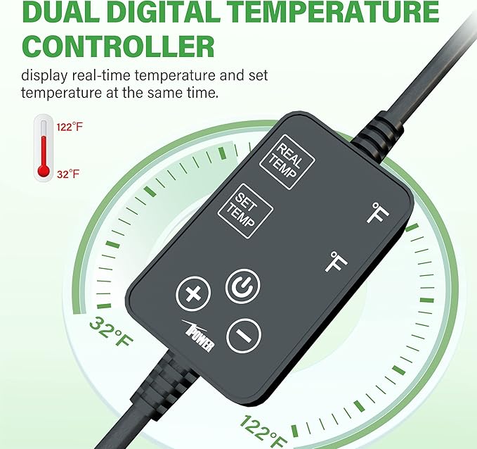 iPower 10" x 20.75" Waterproof Durable Seedling Heat Mat with Digital Thermostat Control Warm Hydroponic Plant for Indoor Gardening Germination Starting