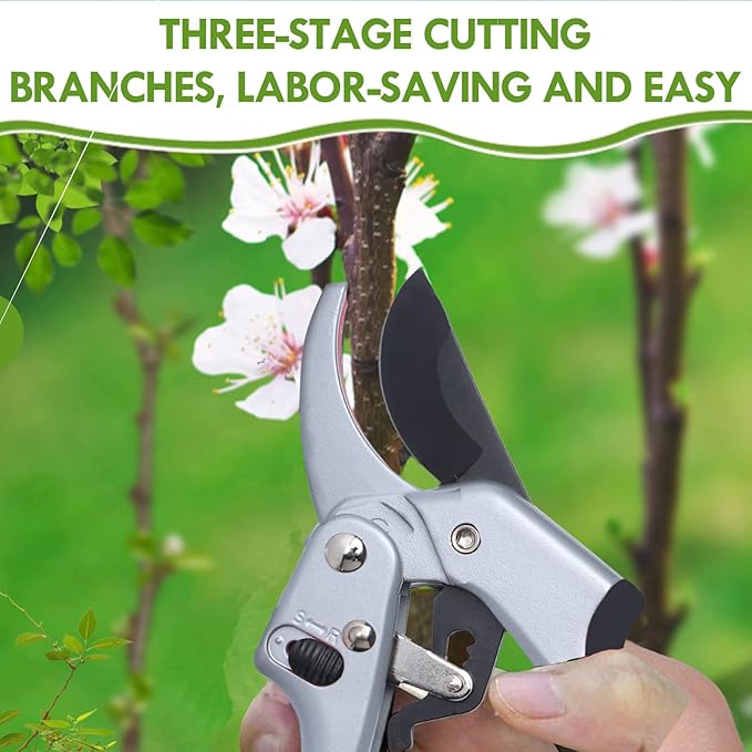 Upgraded Garden Clippers, Adjustable Germany Pruners, Work 3 Times Easier, Professional Pruning Shears, Cutting Rose, Flower, Hedge, Stem, Sharp Gardening Scissors, Arthritis Weak Hand Snips