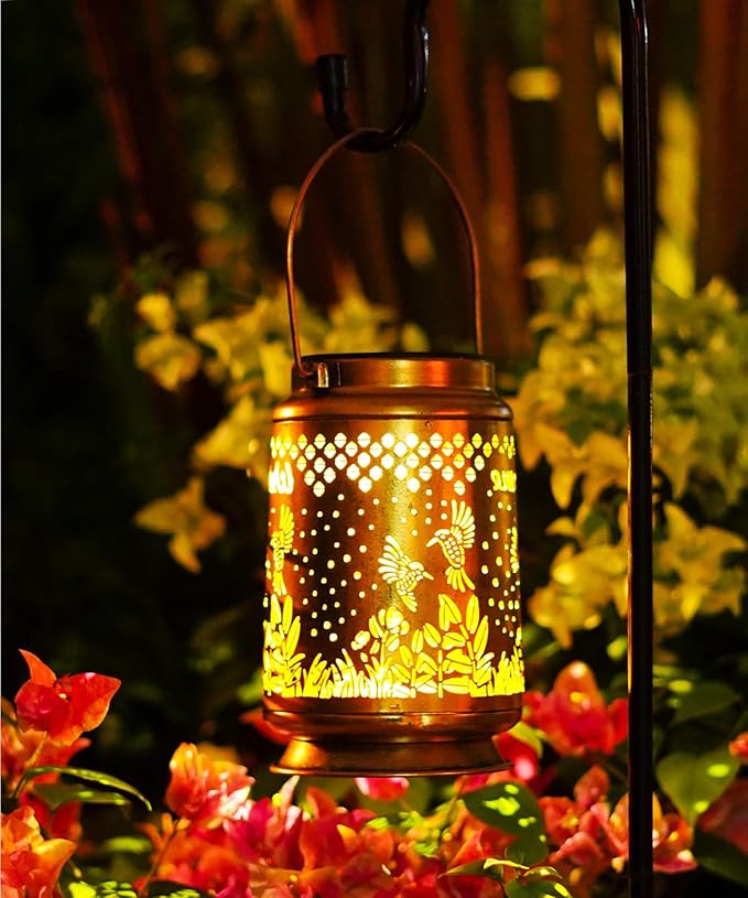 Nacome Bird Solar Lantern for Garden Decor: Waterproof Hanging Metal Decoration with LED Lights for Yard Lawn Porch Patio Landscape Pathway โ Birthday Gifts for Mom Grandma Women