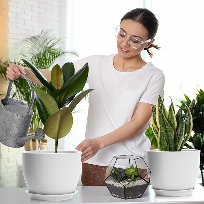 GARDIFE 12/10/9 inch Plant pots, Large planters for Indoor Plants, Flower pots, White