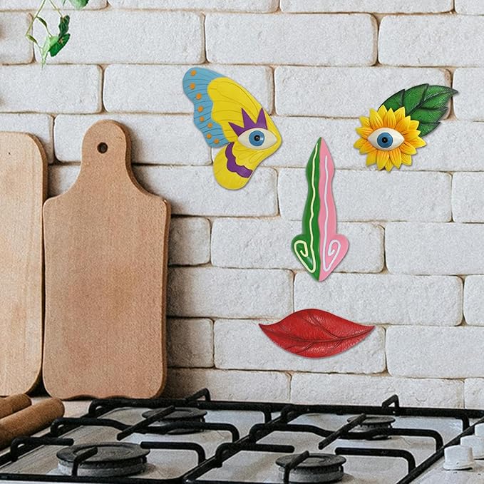 Tree Faces Decor Outdoor,Funny Tree Faces Sculpture,Colorful Fence Decorations Outdoor,Suitable for Yard and Garden Art Décor(1pcs,Colorful Butterfly)