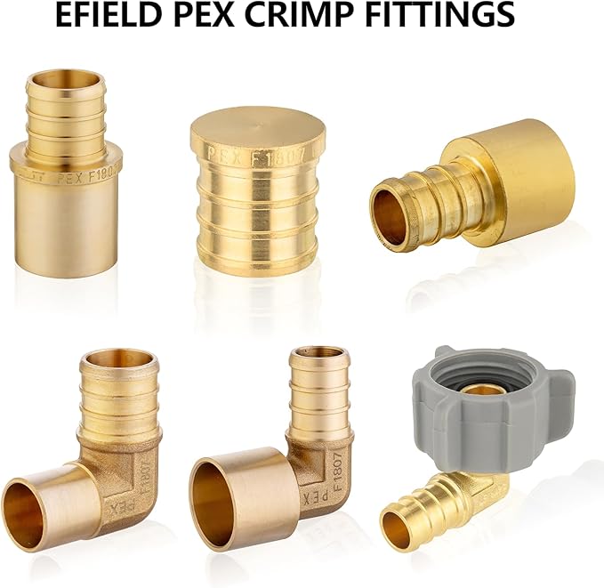 (Pack of 10) EFIELD Pex 1/2-inch Plug End Cap Pipe Barb Crimp Brass Fitting 1/2"
