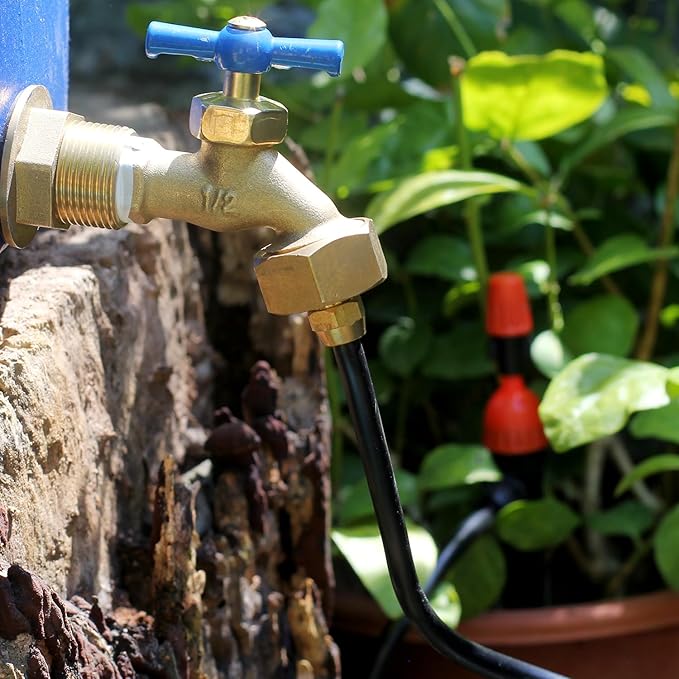 Garden Hose Drip irrigation Adapter,Brass 3/4"GHT Female Thread to 1/4 Water Hose drip irrigation fittings hose adapter (3 Set)