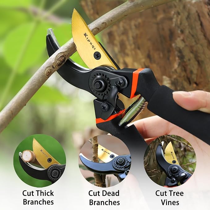 Kynup 3Pack Pruning Shears, Garden Shears, Pruning Shears for Gardening, Gardening Shears, Garden Scissors, Garden Clippers, Gardening Tools with Gloves, Stainless Steel, Soft Grip Handle