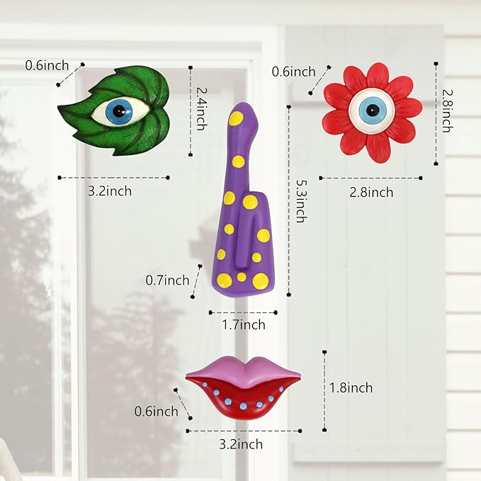 Tree Faces Decor Outdoor,Funny Tree Faces Sculpture,Colorful Fence Decorations Outdoor,Suitable for Yard and Garden Art Decor(Colorful Leaves&Colorful Butterfly)