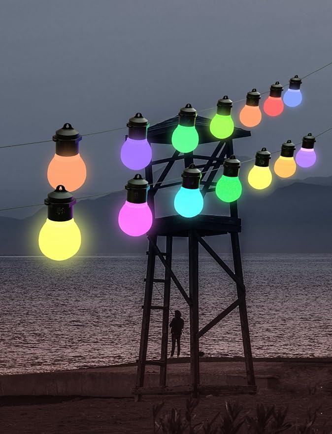 Smart Outdoor String Lights 20FT 20PCS G50 Led Bulb Outdoor APP& Remote Control Dimmable Music synic Timer speedness for Vacation Daily Camping Garden Yard Party Wedding Home Decoration