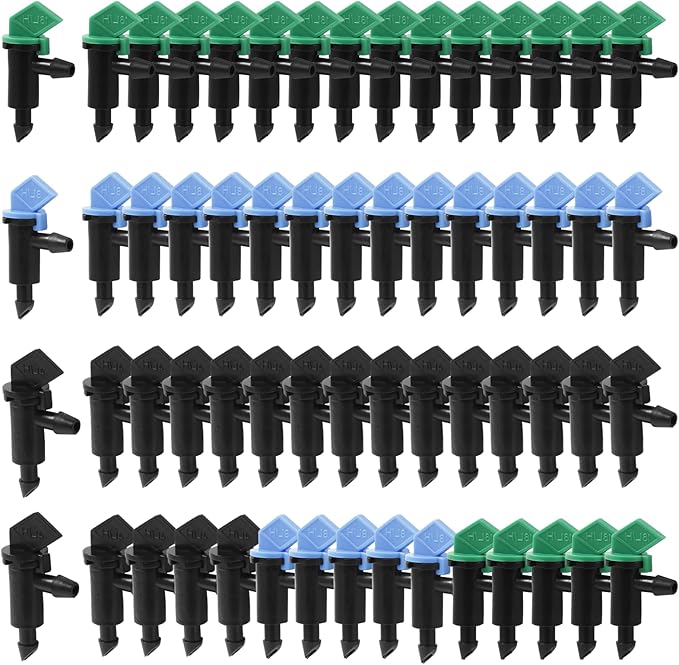 60 Pack Drip Emitter Drip Emitters Flag Irrigation Dripper for 4mm/7mm Hose for Garden Lawn, 1GPH, 2 GPH, 4GPH