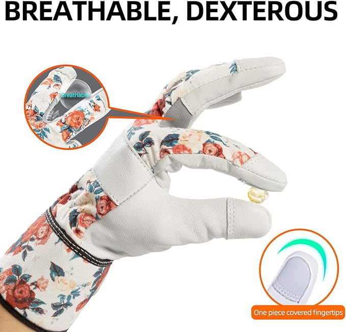 Vgo... Gardening Gloves for Women, Goatskin leather,Puncture Resistant Palm and Fingertips,Touchscreen(GA3561)