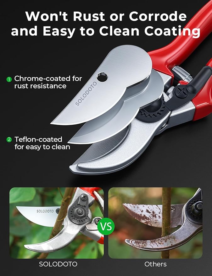 SOLOTODO 8.5" SK5 Bypass Pruning Shears for Gardening Shears, Dual-edge Sharpening Garden Shears Clippers Pruners Scissor, Professional Pruner for Gardening, Garden Tools Gardening Gifts for Women Men