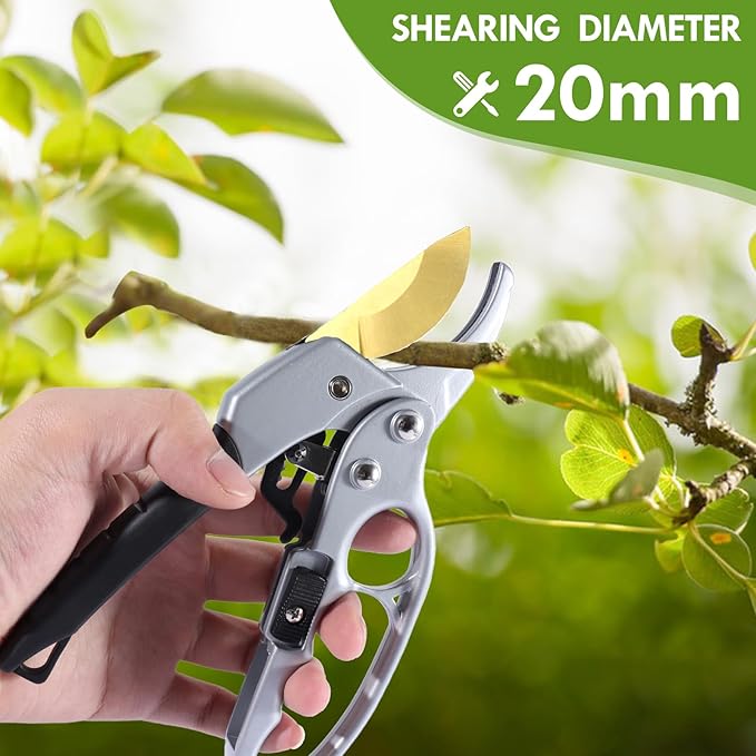 Titanium Garden Clippers, Premium Germany Pruners, Work 3 Times Easier, Professional Pruning Shears, Cutting Rose, Flower, Hedge, Stem, Sharp Gardening Scissors, Arthritis Weak Hand Snips