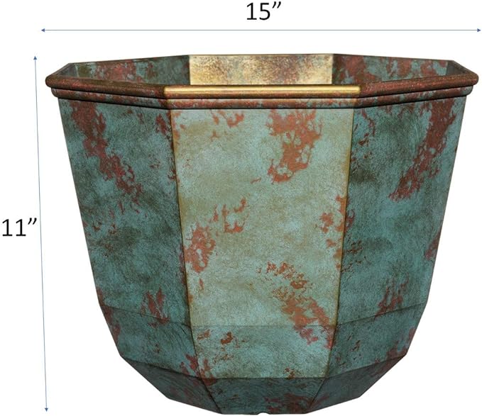 Classic Home and Garden Premiere Collection Planter, Shaina 15", Patina Copper