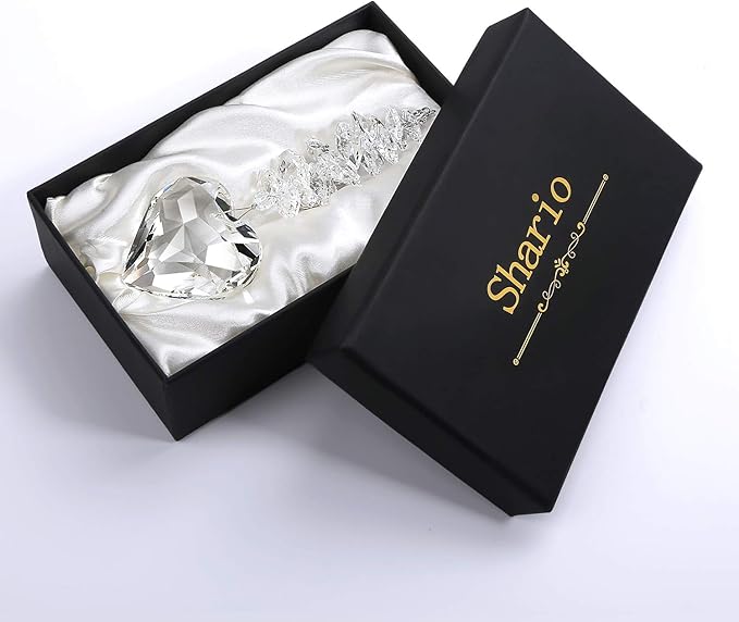 Shario 45mm Clear Glass Heart Crystal Ball Prism Pendant, Suncatcher for Windows, Outdoor Garden Hanging Décor, Gifts for Women, Mom