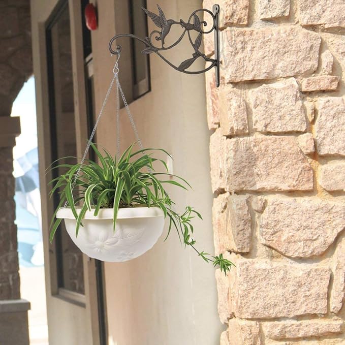 Mkono Hanging Plant Bracket Hook Iron Decorative Plant Hanger for Flower Basket Bird Feeder Wind Chime Lanterns, 1 Pack