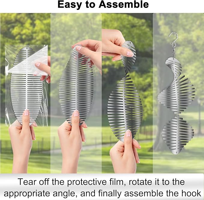 Bird Deterrents for Outside Patio, Bird Scare Devices Set Highly Reflective 3D Wind Spinners Outdoor Garden Decor, Bird Reflectors to Keep Birds Away Window Roof Yard Orchards Deck