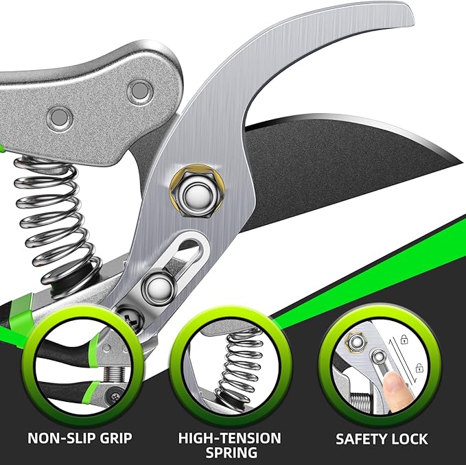 Pruning Shears for Gardening - DECERK 8.5" Professional Bypass Garden Scissors & Clippers, Super Sharp SK5 Blade, Ergonomic Handle Heavy Duty Hand Held Pruners, Gardening Gift for Women Men, 2025 Tool