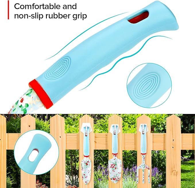 Gardening Tools Set WANCHI 11 Piece Heavy Duty Floral Garden Tool Set Gardening Gifts for Women Men Birthday Rust-Proof Aluminum Gardening Hand Tools Gardening Kit with Storage Tote Bag Organizer.