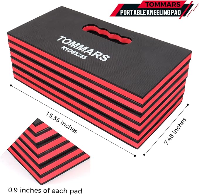 TOMMARS 0.9" Foldable Thick Kneeling Pad, 5 Fold Comfortable Foam Knee Pads Cushion Mat for Gardening, Yardwork, Workshop Repairing