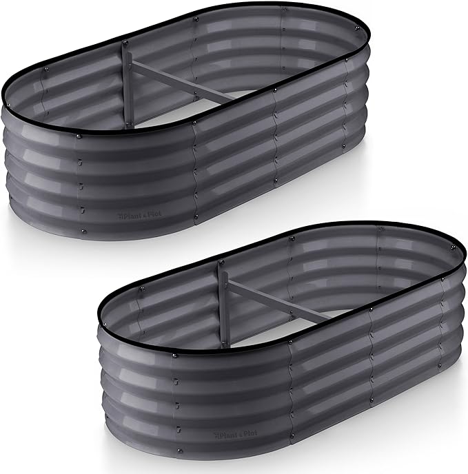 Galvanized Raised Garden Beds Outdoor // 4×2×1 ft (2-Pack) Planter Raised Beds for Gardening, Vegetables, Flowers // Large Metal Garden Box (Gray) // Patented Tool-Free Design