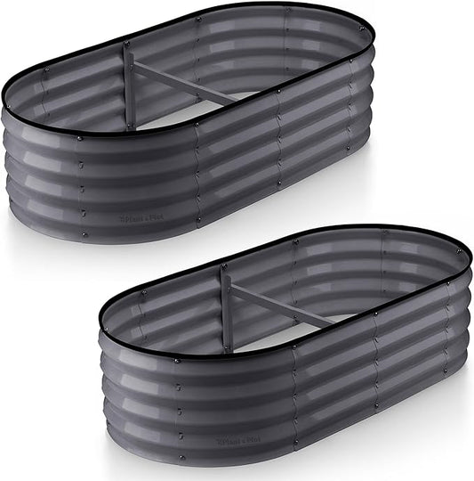 Galvanized Raised Garden Beds Outdoor // 4×2×1 ft (2-Pack) Planter Raised Beds for Gardening, Vegetables, Flowers // Large Metal Garden Box (Gray) // Patented Tool-Free Design