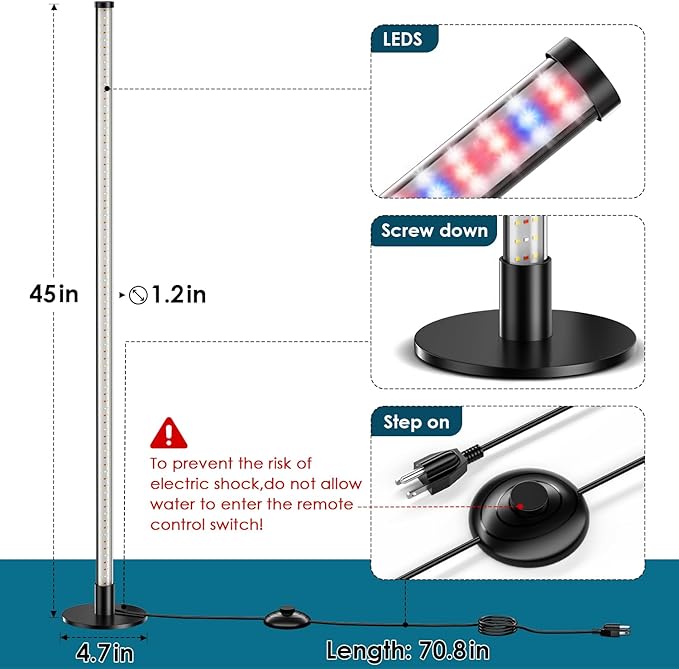 2 Pack Grow Lights for Indoor Plants, 6000K 243 LEDs Light for Seed Starting with Full Spectrum, 45in Height Standing Plant Light, 3 Switch Modes for Wide Area Coverage in Indoor Plants