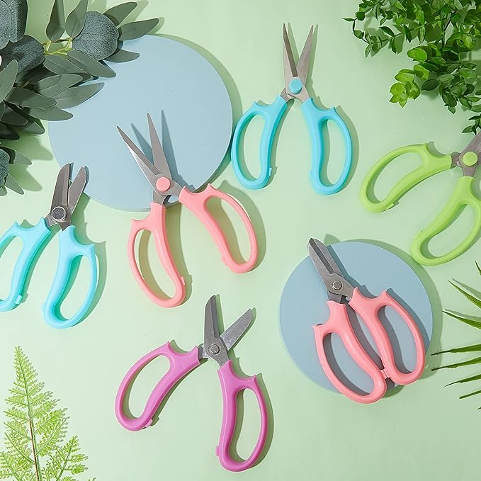 Amylove 12 Pcs Garden Flower Scissors Pruning Scissors Floral Shears Stainless Steel Garden Clippers with Comfortable Handles Flower Cutters for Branches Leaves Fruit Picking Trimming (Fresh Color)