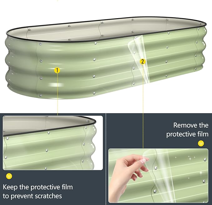 Kesfitt Raised Garden Bed Kit,Outdoor Galvanized Planter Large Metal Raised Boxes with Safety Edging and Gloves for Gardening Vegetables,Fruits,Flower(5x2x1FT)