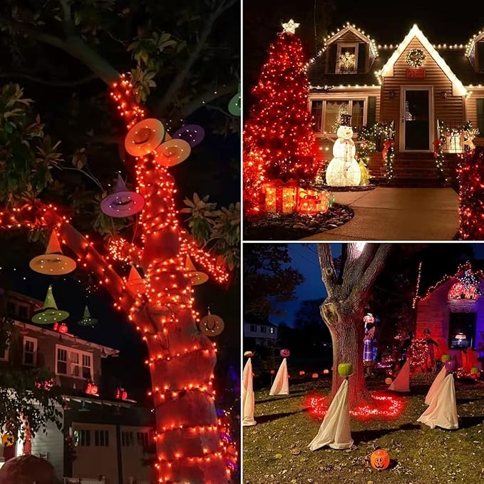 OZS Upgraded 2Pack 164ft 400 LED Christmas String Lights Outdoor Indoor, Extendable Fairy String Lights, Waterproof 8 Modes Green Wire Tree Lights for Holiday Party Christmas Decorations (Red)