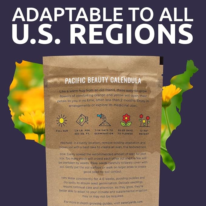 Calendula ‘Pacific Beauty Mix’ – Bulk Quarter Pound Bag – Over 12,000 Open Pollinated Non-GMO Wildflower Seeds – Calendula officinalis