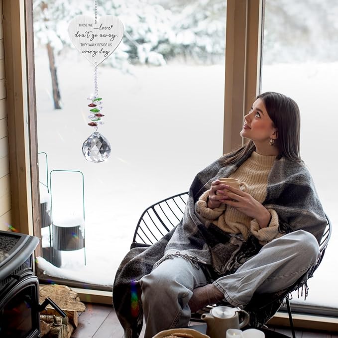 Memorial Crystal Suncatcher,Memory Gifts for Loss Loved Ones,in Loving Memory Gifts,Bereavement Gift Idea,Hanging Crystals Ornament for Window Rainbow Maker Prisms Home Decor Gift