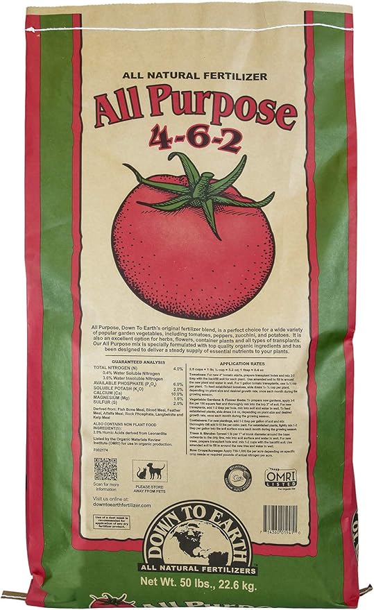 Down To Earth All Natural Fertilizers Organic All Purpose Fertilizer Mix 4-6-2, 50 lb