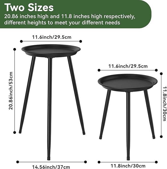 Indoor Plant Stand Metal Mid Century Tall Plant Table Flower Pots,Modern Plant Stand for Indoor Plants Outdoor Small Round Side Home Decor Shelf Heavy Duty Plant Holder End Table Black 2 Pack