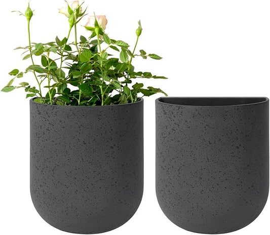 La Jolie Maison Wall Hanging Planters for Indoor Plants,Hanging Flower Pots for Air Plants Succulent, Set of 2, 6 Inch, Concrete Gray