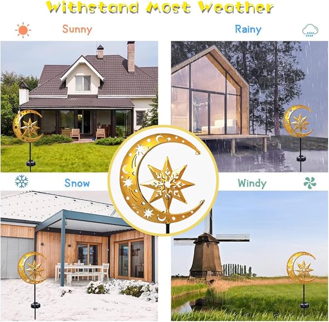 Charming Garden Decor- Solar Lights for Unique Yard Decorations Outdoor, Featuring Moon and Star Design with LED Illumination, Perfect for Enhancing Your Garden's Nighttime Ambiance
